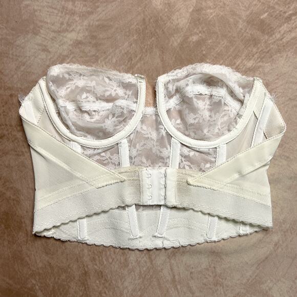 Vintage 80s Backless Young Smoothie Floral Lace Corset Bustier Top Lingerie - Picture 2 of 6